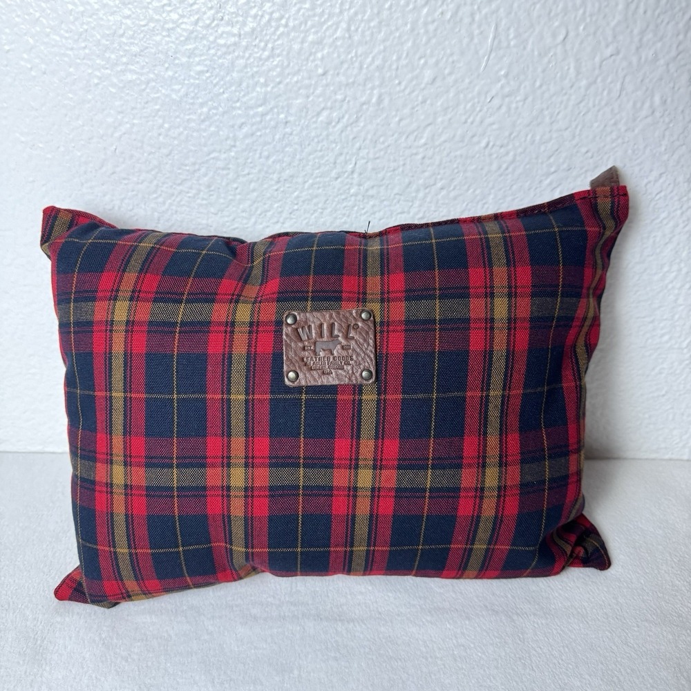 WILL Leather Goods Red & black tartan Plaid Accent Pillow 14" Christmas Country